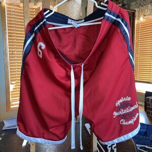 Vintage Abercrombie & Fitch Athletic Mens Shorts Size Large Red Embroidered 6
